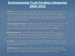 Environmental Trust Funding Categories 2006-2010