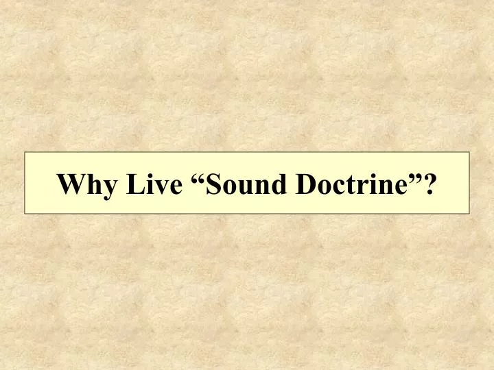 why live sound doctrine