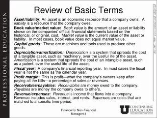 Review of Basic Terms