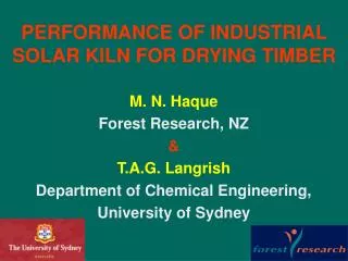 PERFORMANCE OF INDUSTRIAL SOLAR KILN FOR DRYING TIMBER