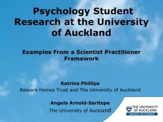  Psychology Student Research at the University of Auckland Examples From a Scientist Practitioner Framework