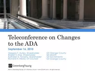 Teleconference on Changes to the ADA