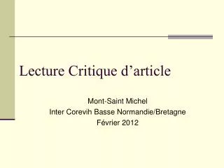 lecture critique d article