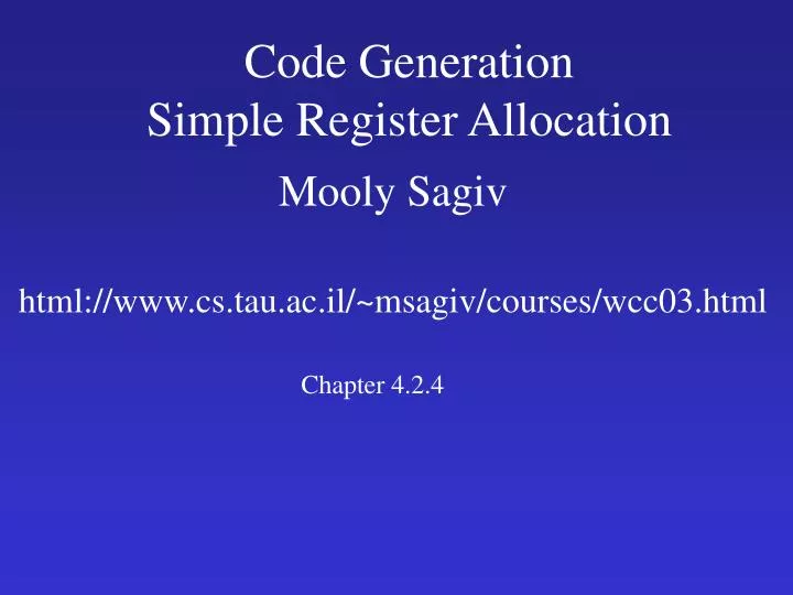 code generation simple register allocation