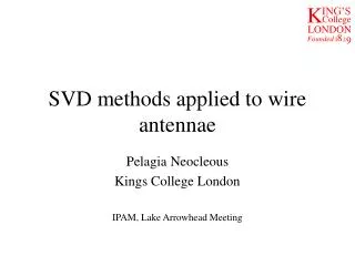SVD methods applied to wire antennae