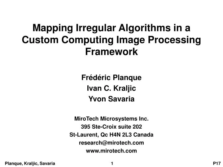 mapping irregular algorithms in a custom computing image processing framework