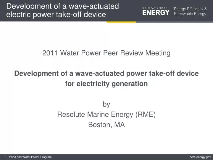 development of a wave actuated electric power take off device