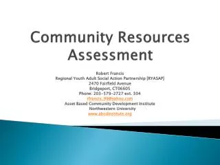 Community Resources Assessment