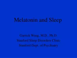 Melatonin and Sleep
