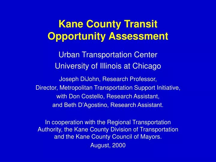 kane county transit opportunity assessment