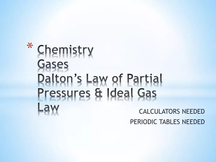 chemistry gases dalton s law of partial pressures ideal gas law