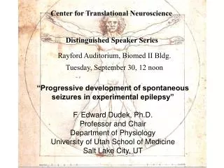 Center for Translational Neuroscience Distinguished Speaker Series