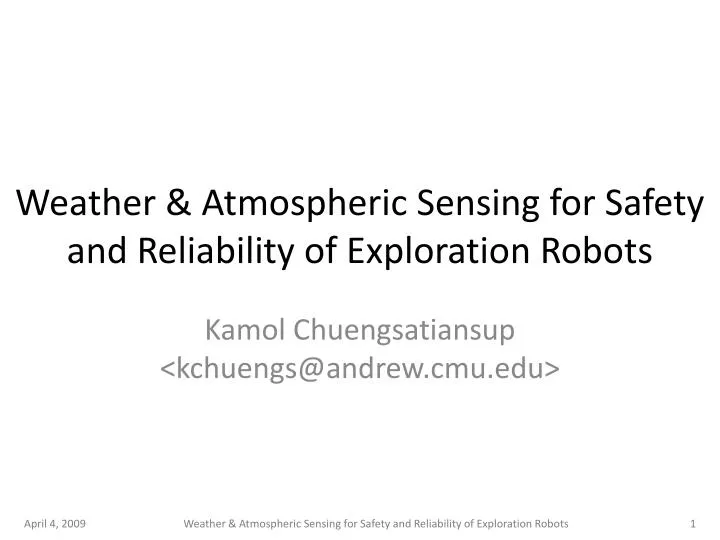 weather atmospheric sensing for safety and reliability of exploration robots