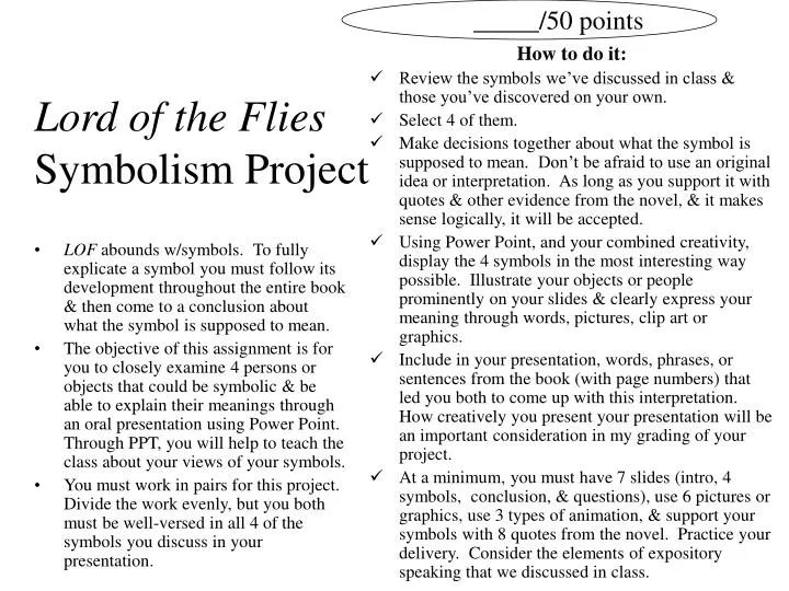 lord of the flies symbolism project