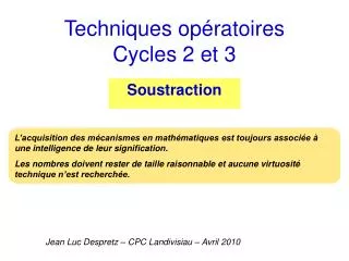techniques op ratoires cycles 2 et 3