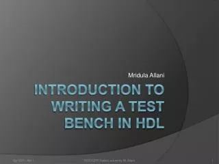 Introduction to writing a Test Bench in HDL