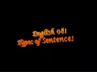 English 081 Types of Sentences