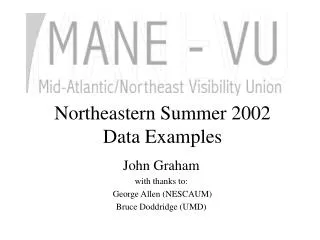 Northeastern Summer 2002 Data Examples