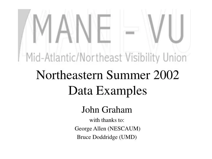 northeastern summer 2002 data examples