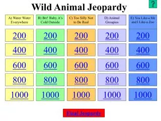 Wild Animal Jeopardy