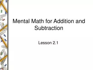 Ppt Assessment For Learning Math Addition And Subtraction Facts