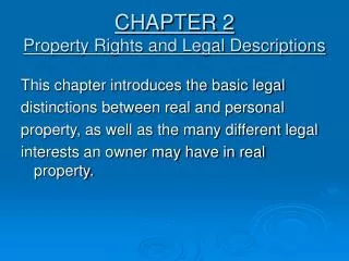 CHAPTER 2 Property Rights and Legal Descriptions
