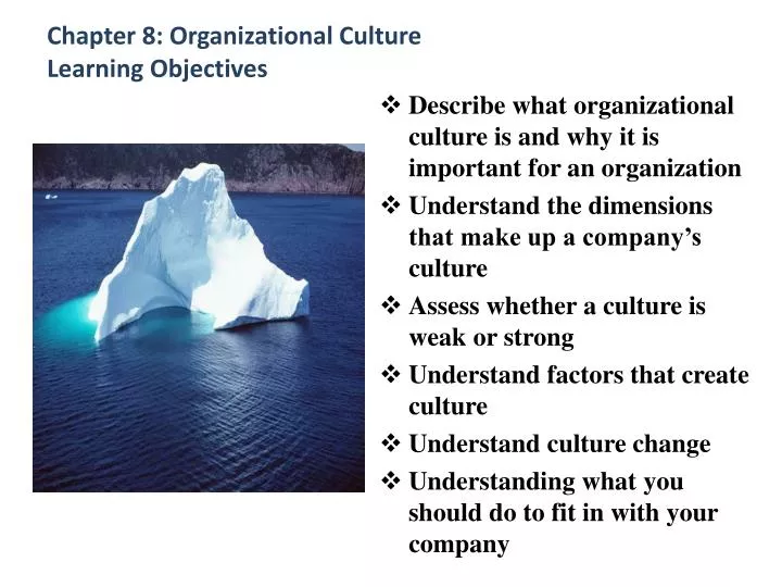 chapter 8 organizational culture learning objectives