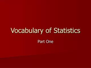 Vocabulary of Statistics