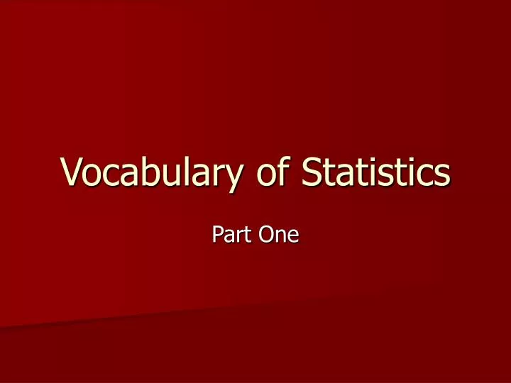 vocabulary of statistics
