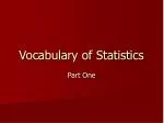 Vocabulary of Statistics