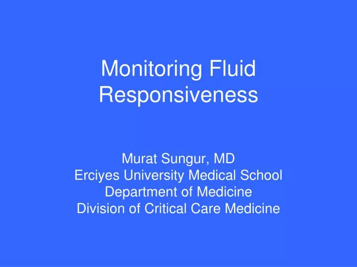 monitoring fluid responsiveness