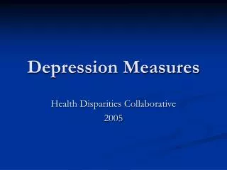 Depression Measures