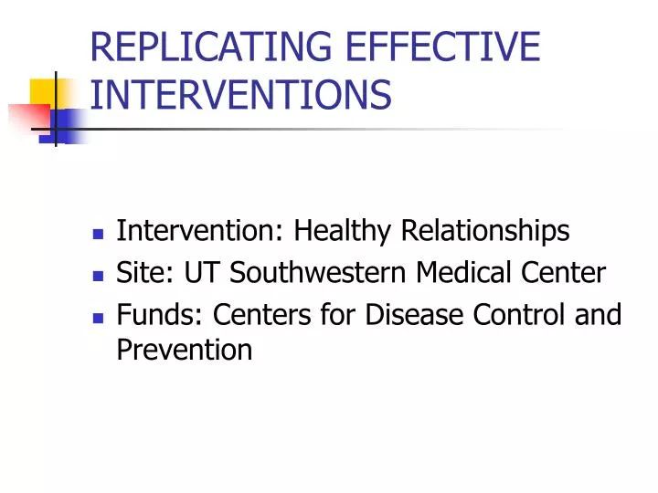 replicating effective interventions