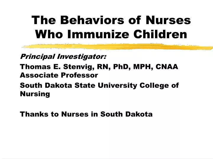 the behaviors of nurses who immunize children