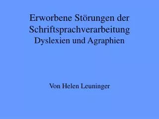 erworbene st rungen der schriftsprachverarbeitung dyslexien und agraphien