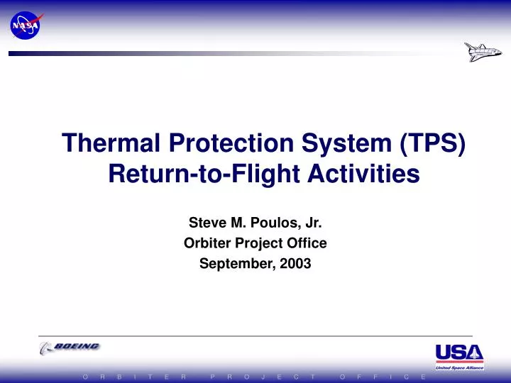 thermal protection system tps return to flight activities
