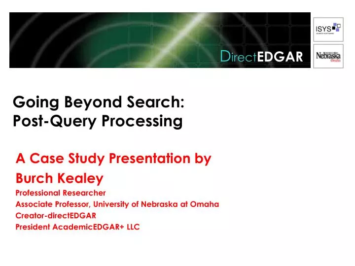 going beyond search post query processing