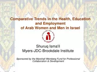 Comparative Trends in the Health, Education and Employment of Arab Women and Men in Israel
