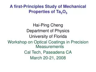 A first-Principles Study of Mechanical Properties of Ta 2 O 5