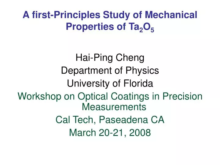a first principles study of mechanical properties of ta 2 o 5