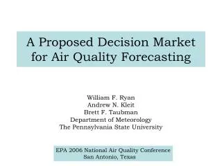 A Proposed Decision Market for Air Quality Forecasting