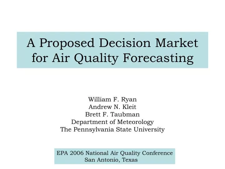 a proposed decision market for air quality forecasting