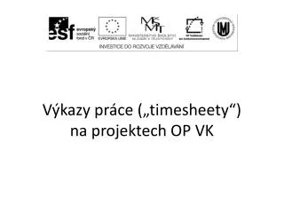Výkazy práce („ timesheety “) na projektech OP VK