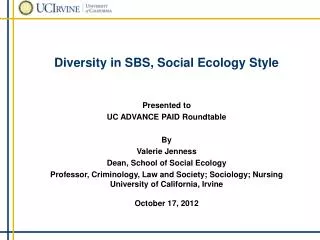 Diversity in SBS, Social Ecology Style
