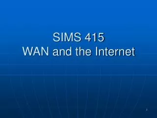 SIMS 415 WAN and the Internet