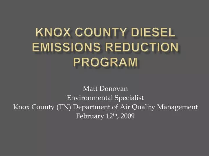 knox county diesel emissions reduction program