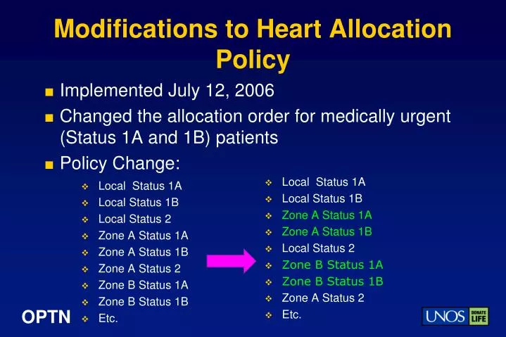 modifications to heart allocation policy