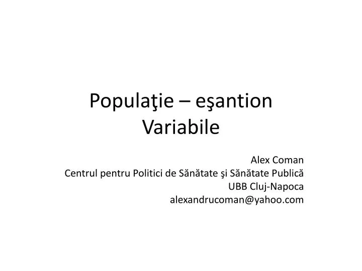 popula ie e antion variabile