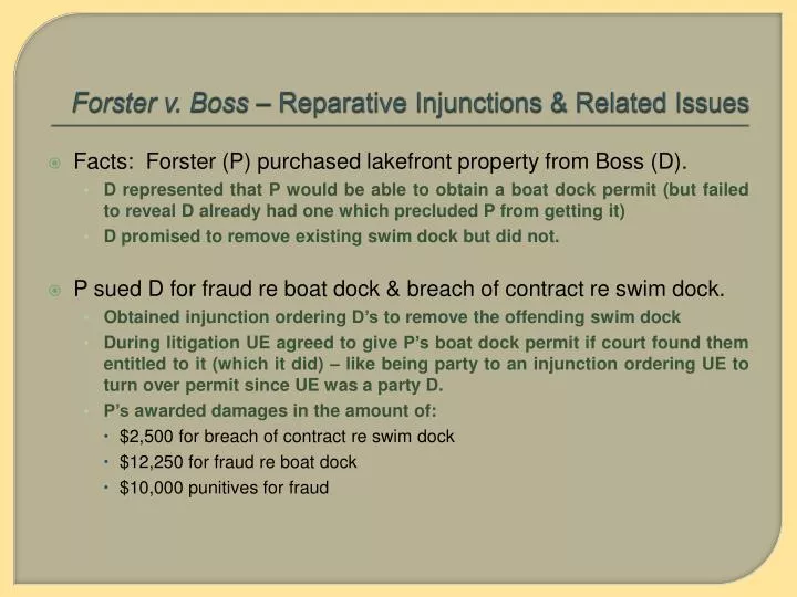 forster v boss reparative injunctions related issues