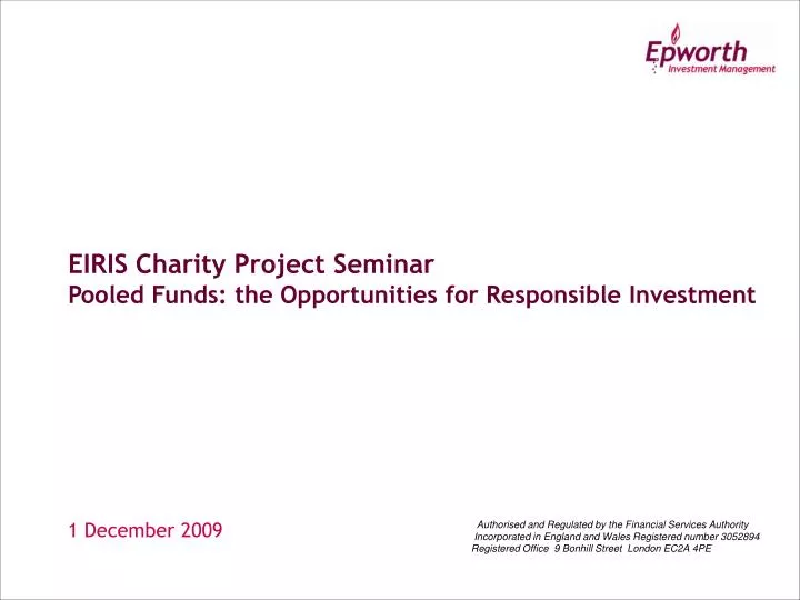 eiris charity project seminar pooled funds the opportunities for responsible investment